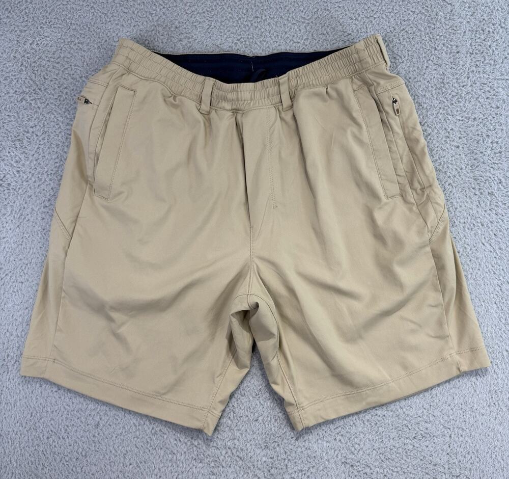 Birddogs Boom Shorts Mens XL Long 8" Khaki Lined Athletic Golf Performance Tan
